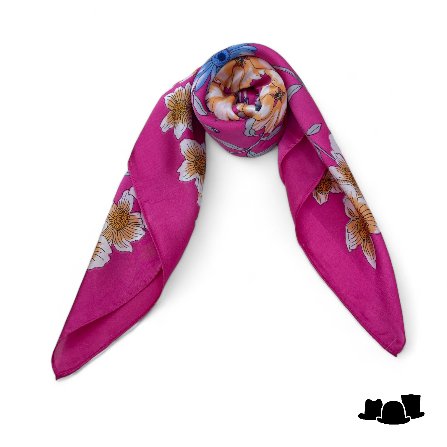 onkar zomer neckerchief sjaaltje satijn botanic fuchsia