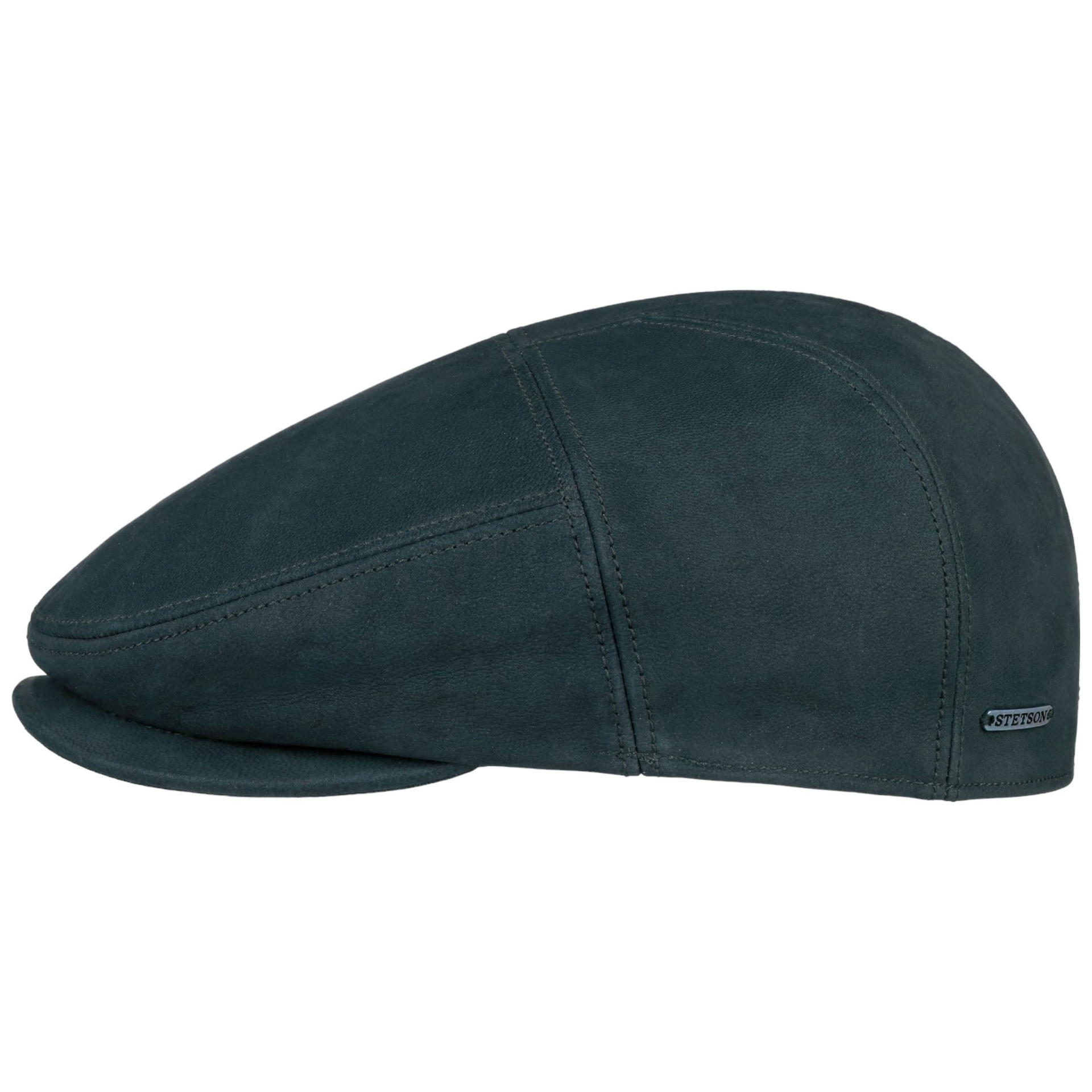 stetson driver flat cap nubuck leather navy