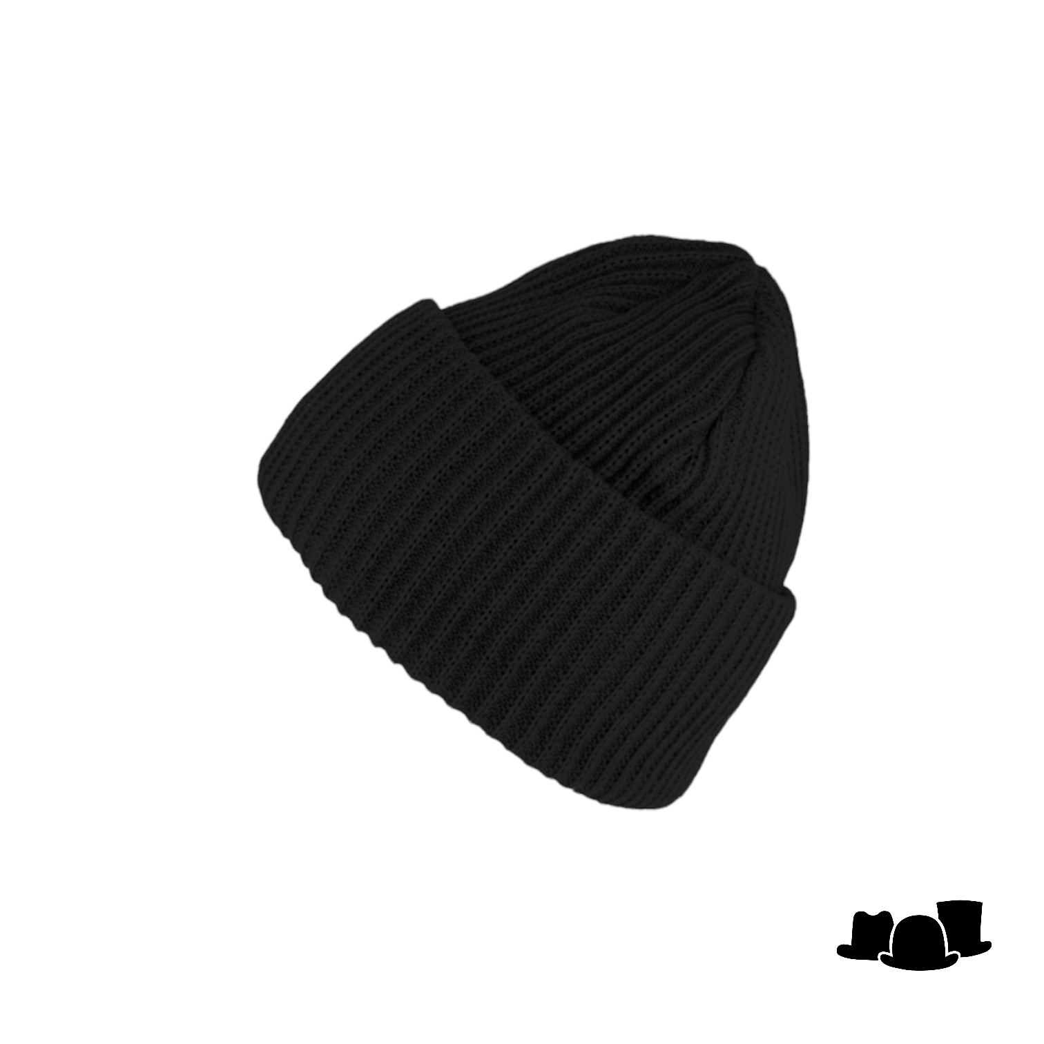 fiebig knitted oversize beanie met omslag black