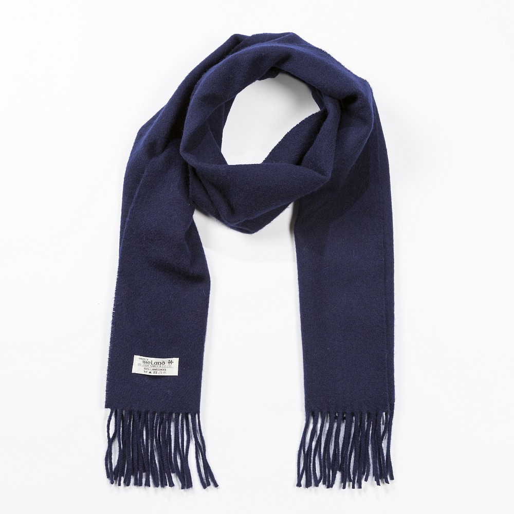 john hanly irish wool scarf medium solid navy