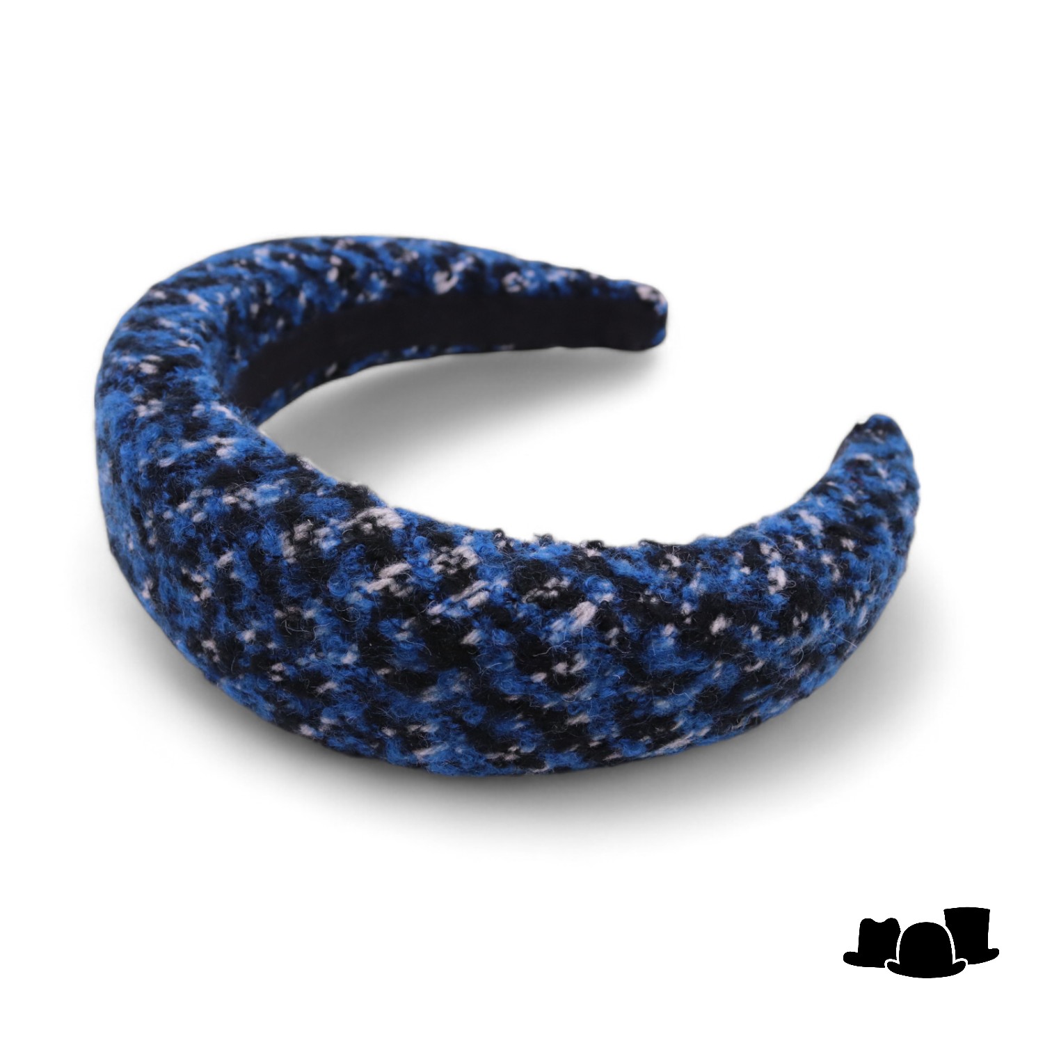 jos van dijck brede gewatteerde diadeem tweed royal blue and black