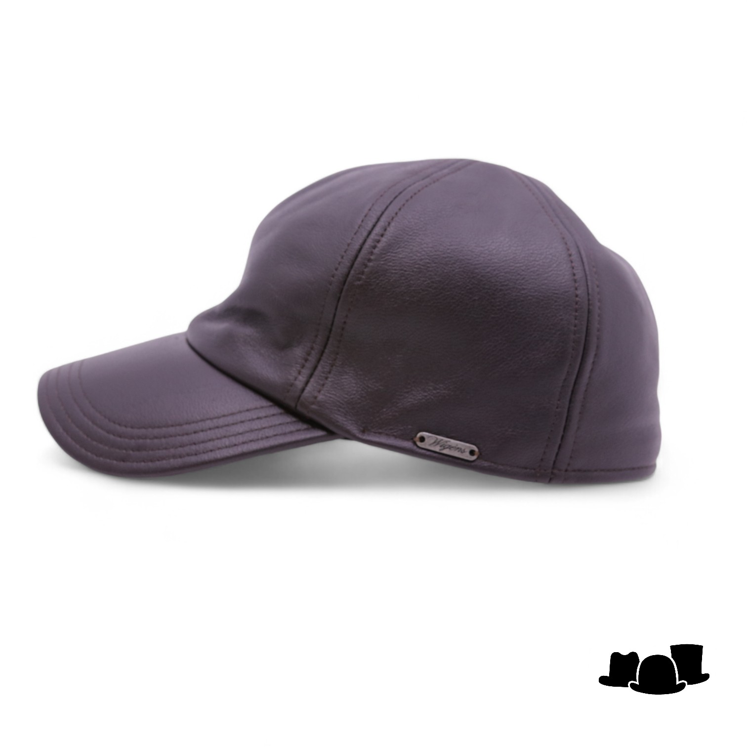 wigens baseball classic cap met oorklep leder dark brown