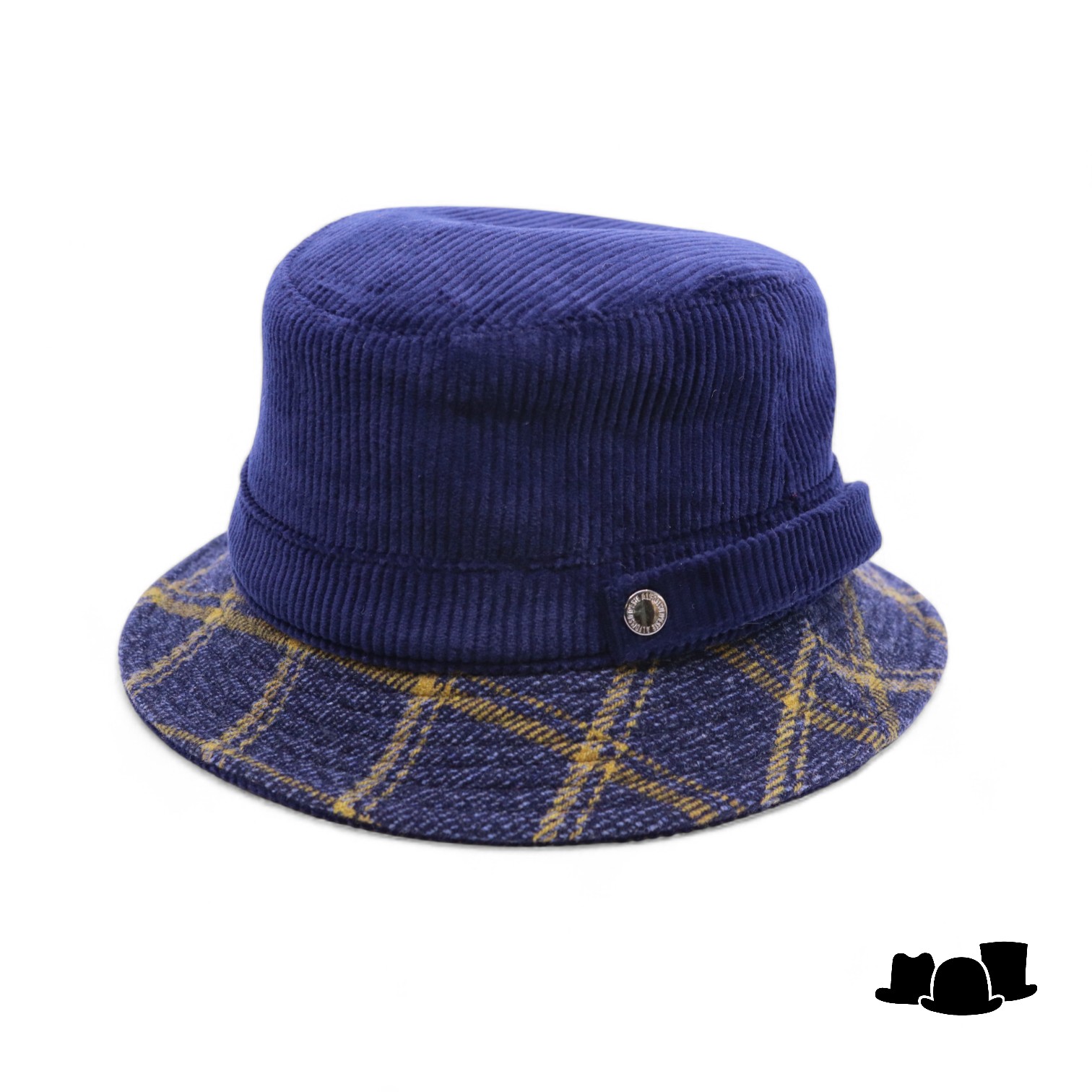 alfonso deste bucket hat pescatore corduroy donkerblauw en oker