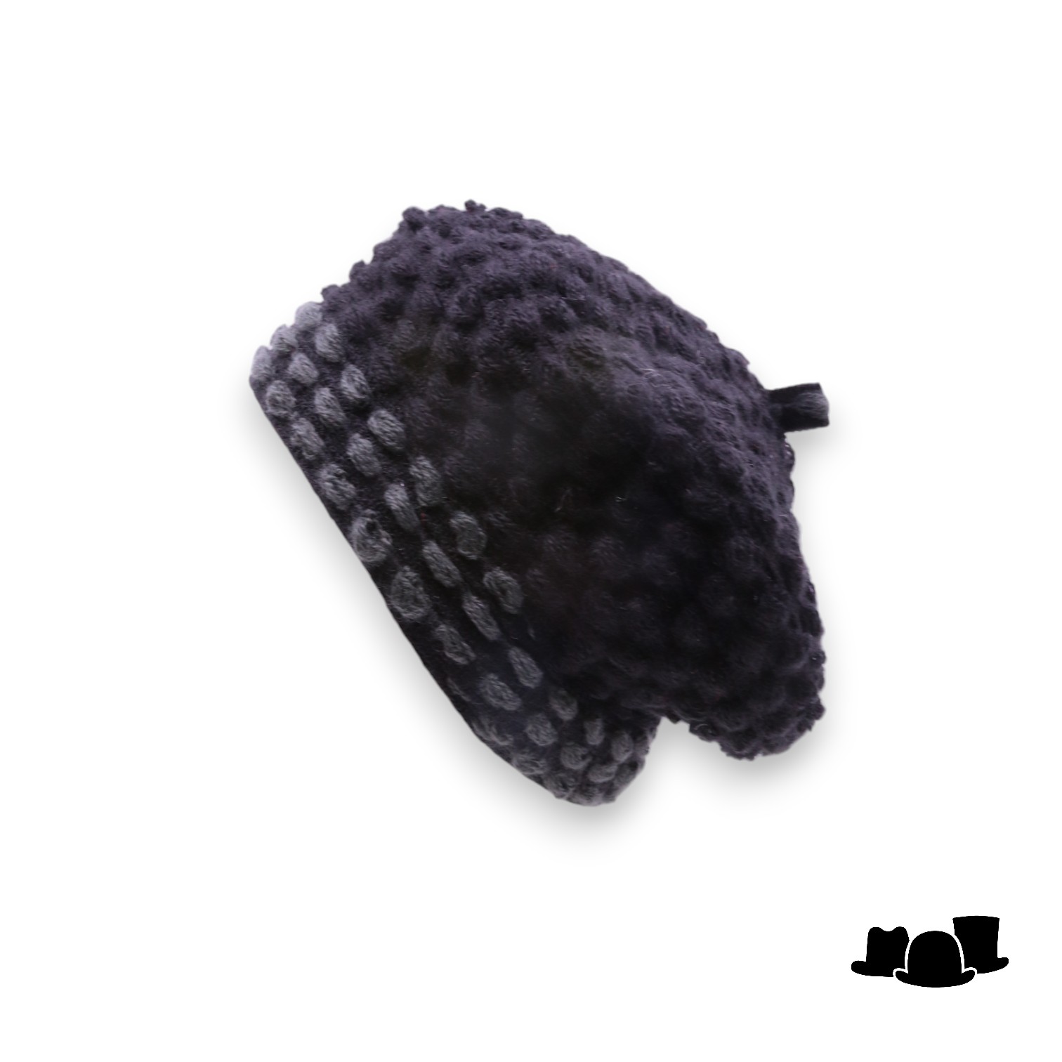 panizza knitted baret relief black and grey