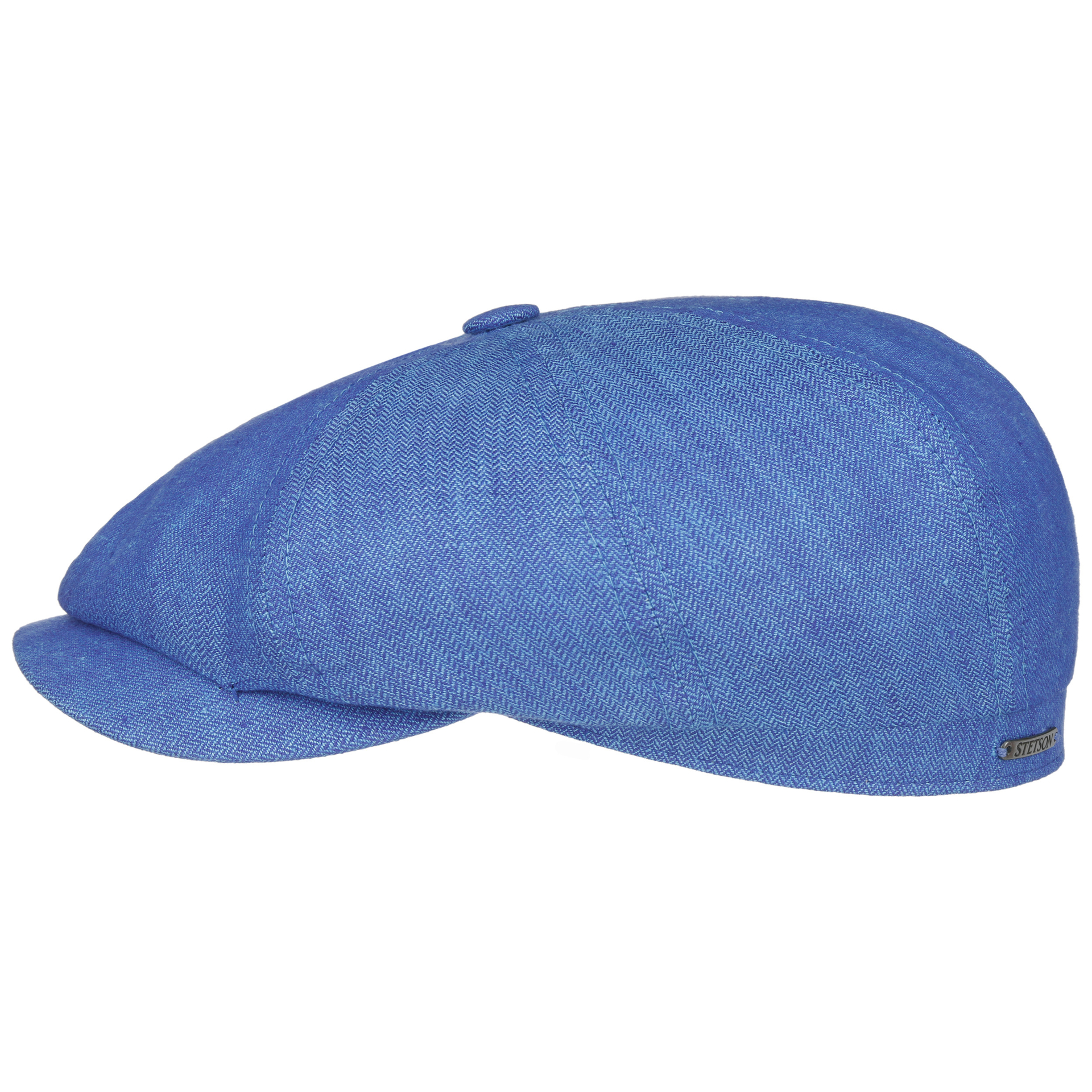 stetson newsboy cap hatteras slim linnen herringbone blue