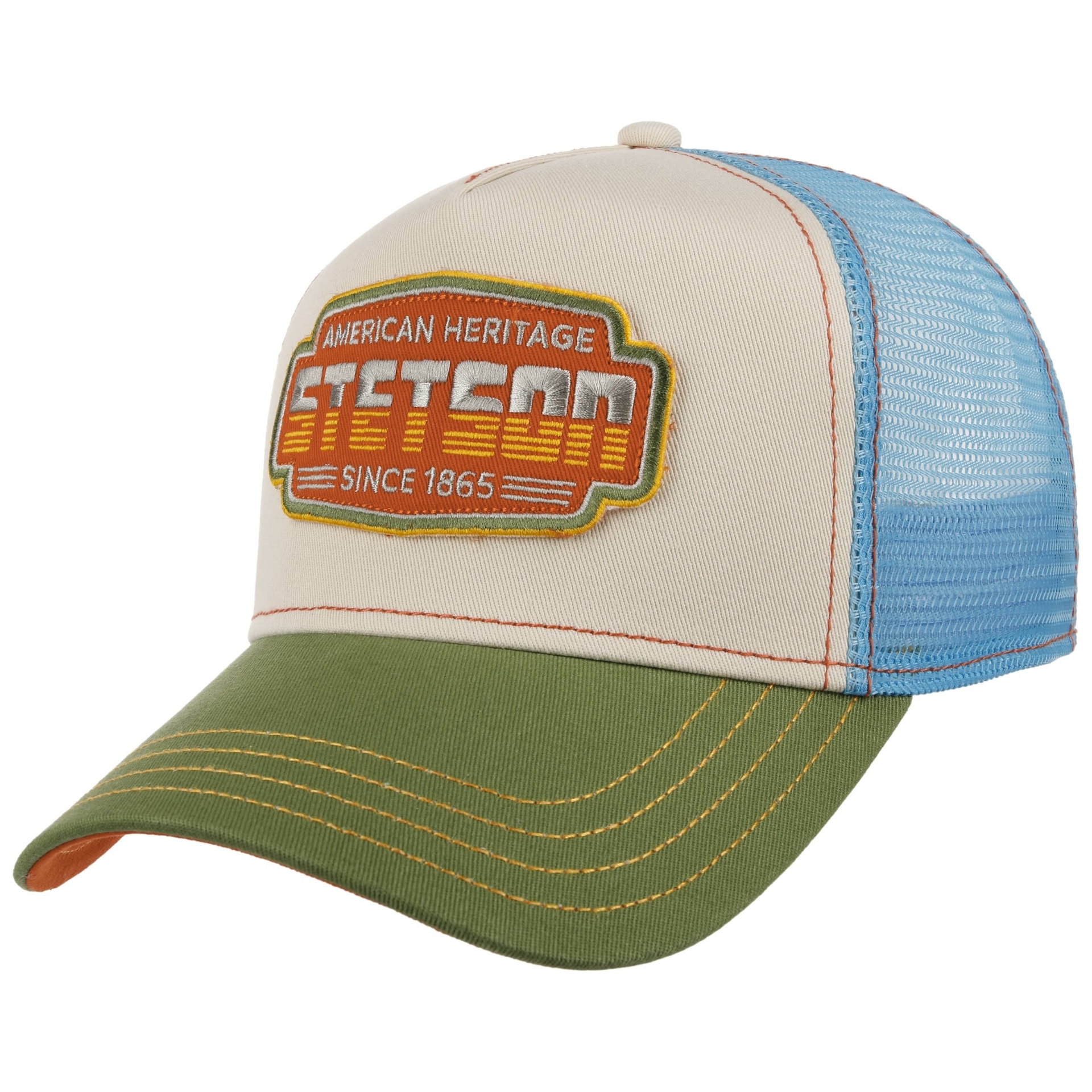 stetson trucker cap lightning green light khaki