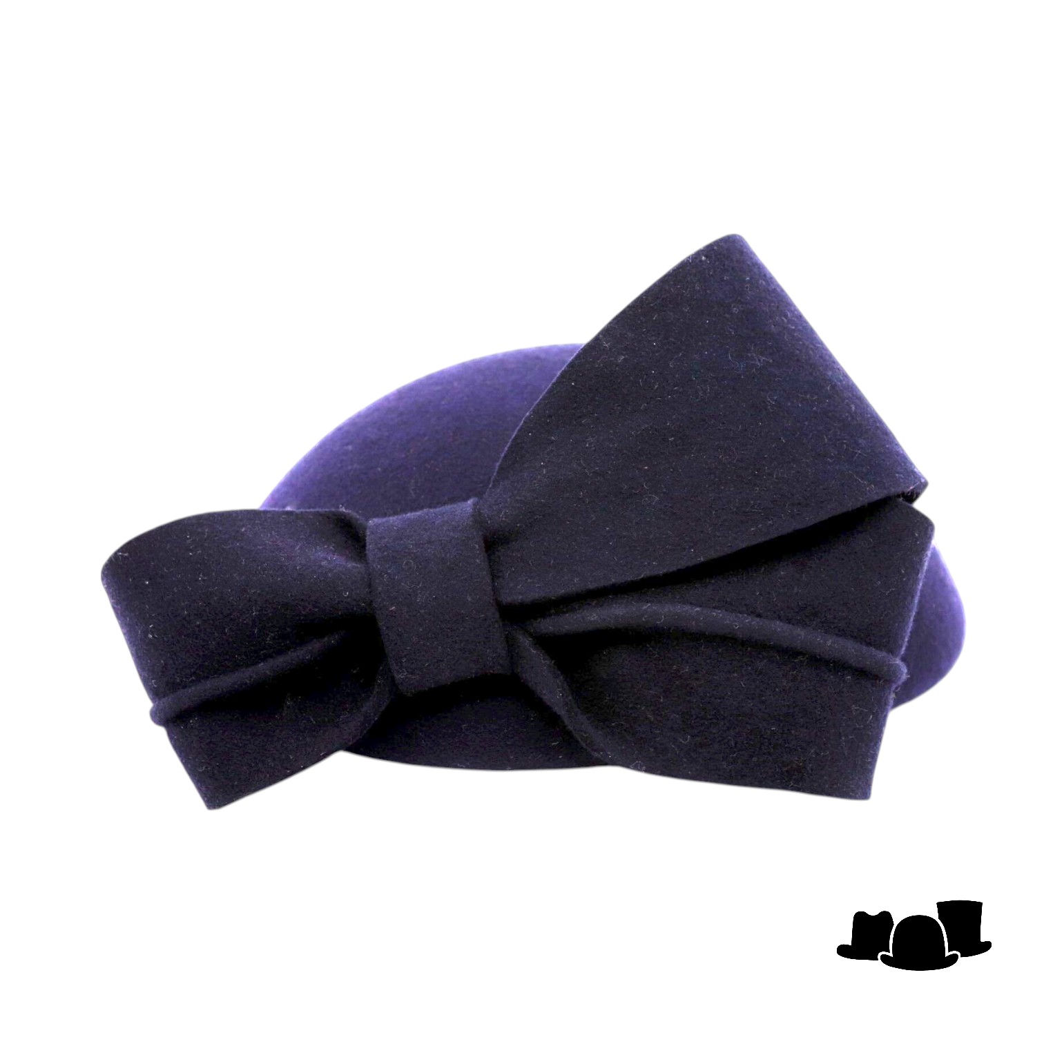 jos van dijck occassion fascinator petit dopje wolvilt dubbele strik navy