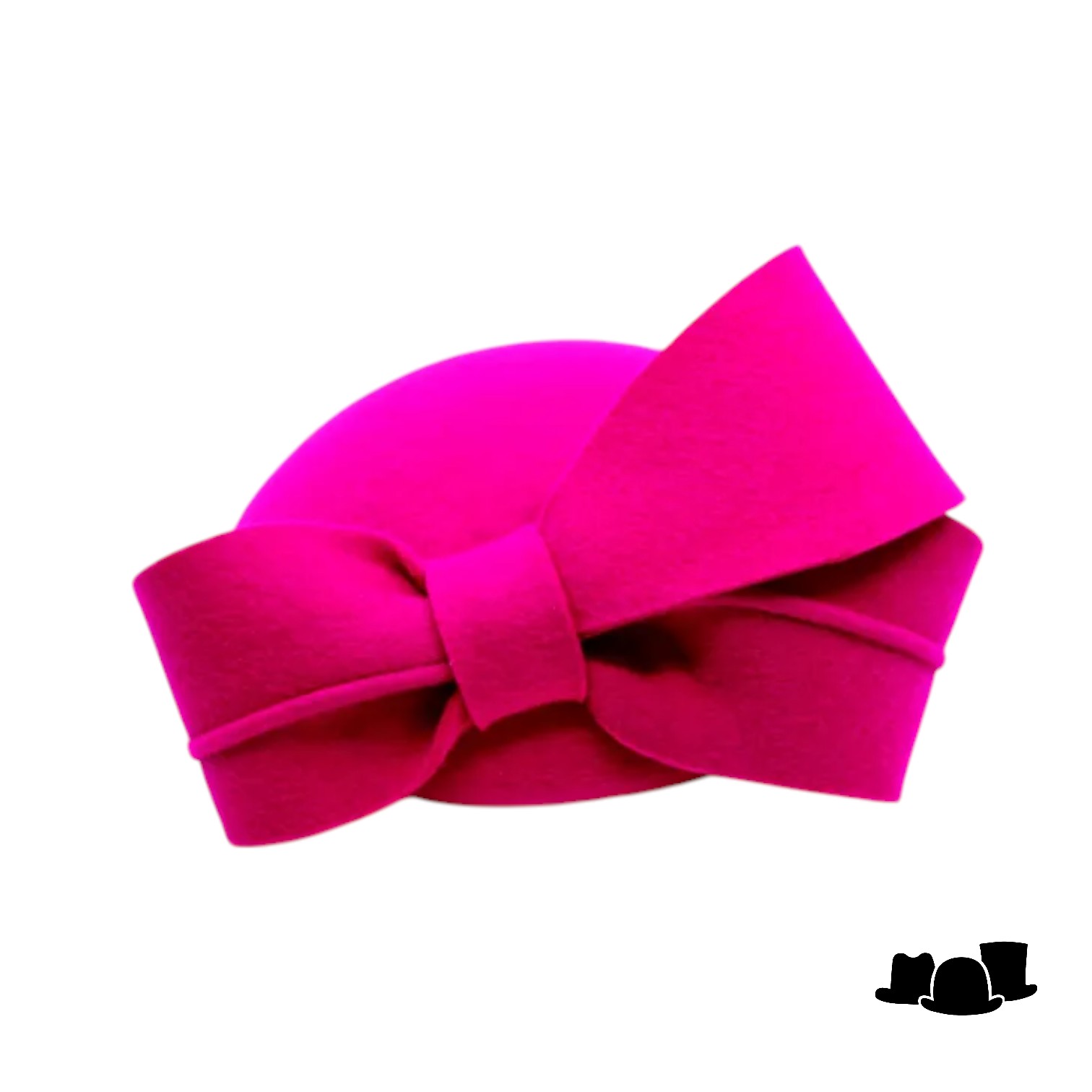 jos van dijck occassion fascinator petit dopje wolvilt dubbele strik hot pink