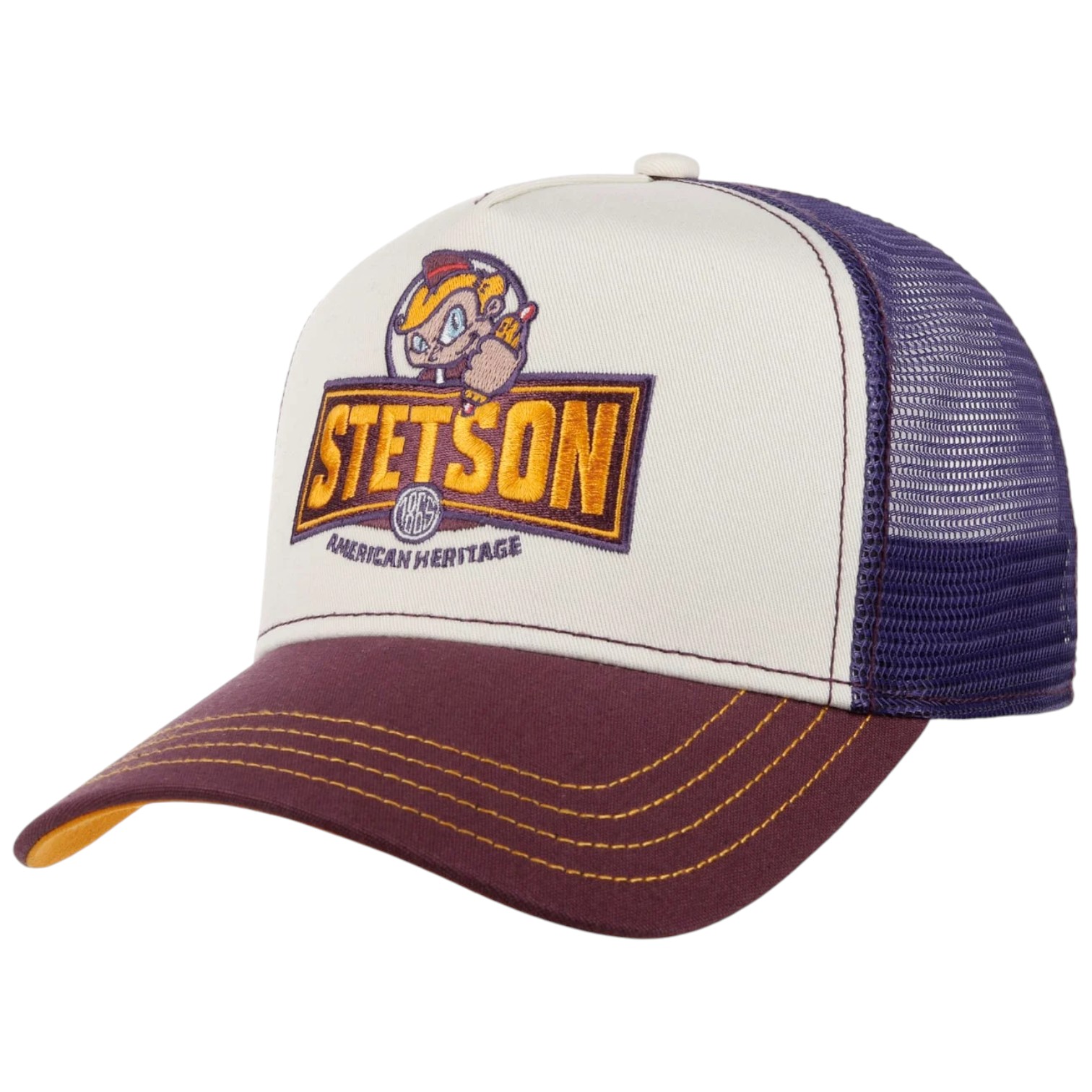 stetson trucker cap hot dog boy purple 