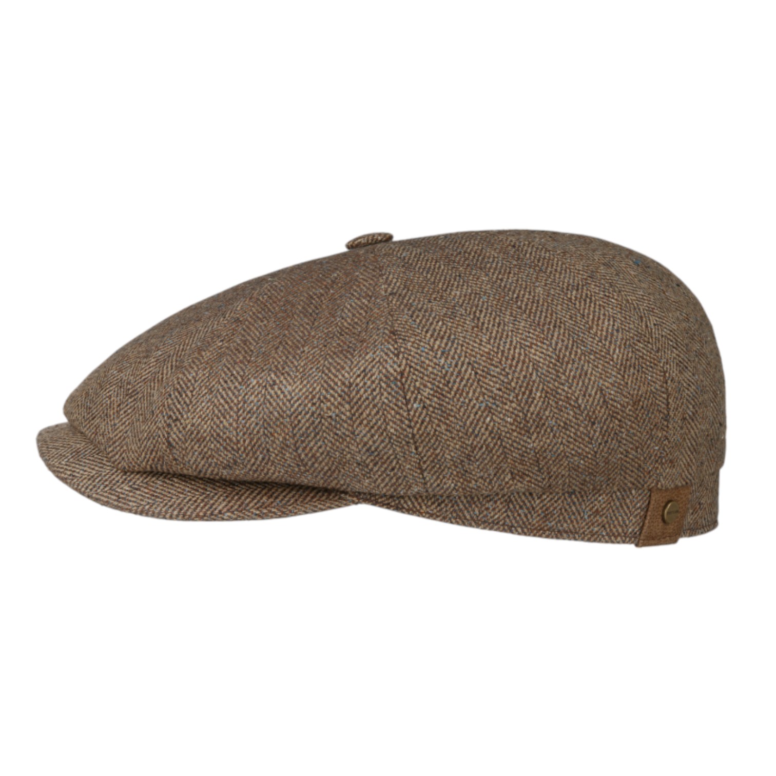 stetson hatteras newsboy cap silk visgraat brown caramel