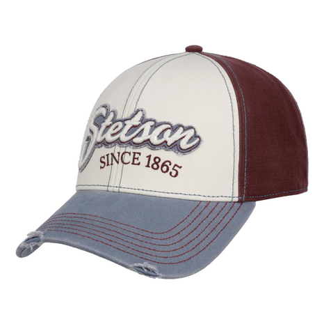 Stetson Baseball Cap Cotton Vintage Destressed Blue Burgundy ...